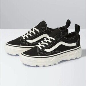 VANS Sentry Old Skool Sneakers W 9 / M 7.5 Black Marshmallow White Canvas NIB